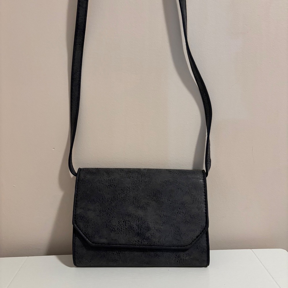 Altar'd State Charcoal Distressed Vegan Leather Envelope Crossbody‎ Bag Small